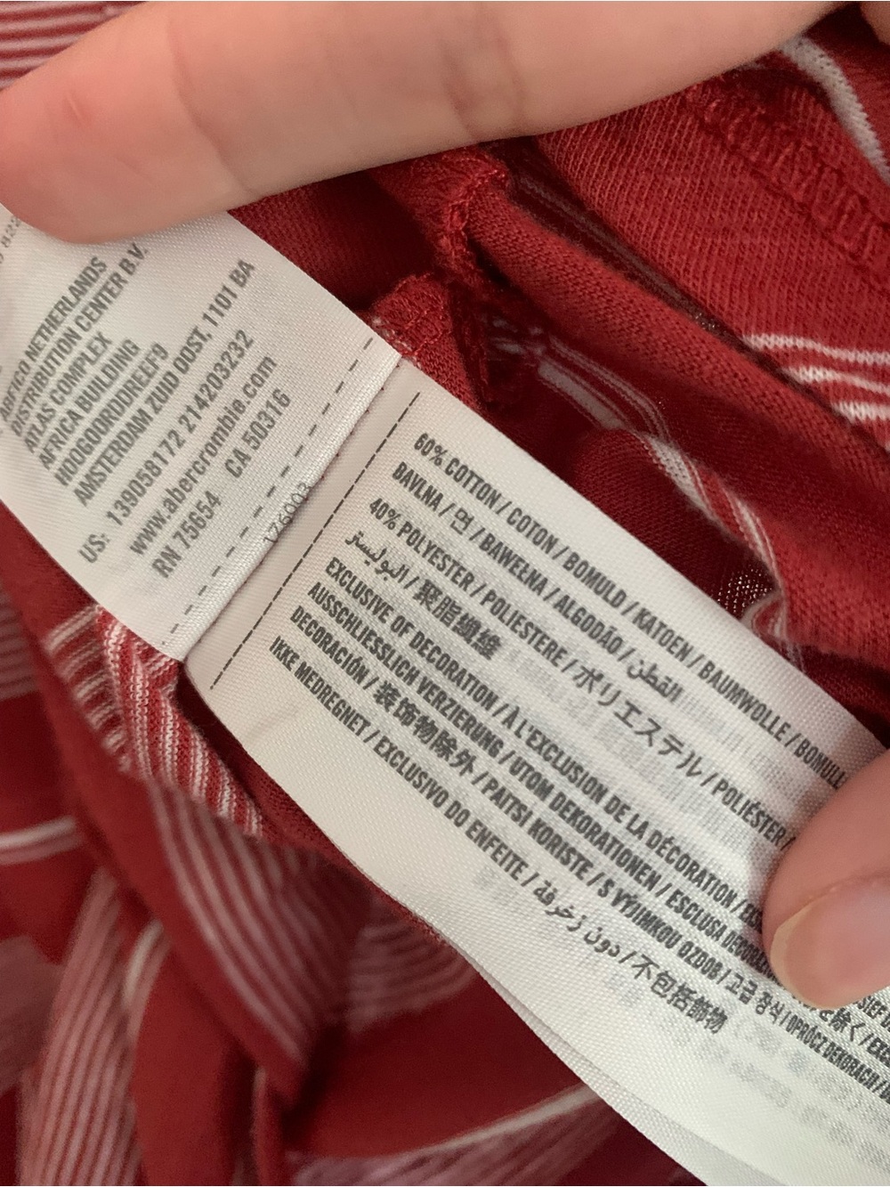 Retro A&F Raspberry Multi Stripe V Neck Tee - Picture 4 of 6